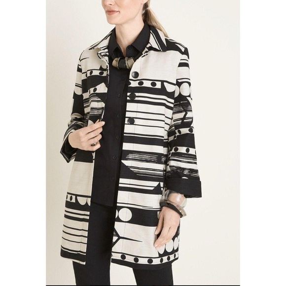 Blazer By Chicos In Black & White, Size:18 main image 1